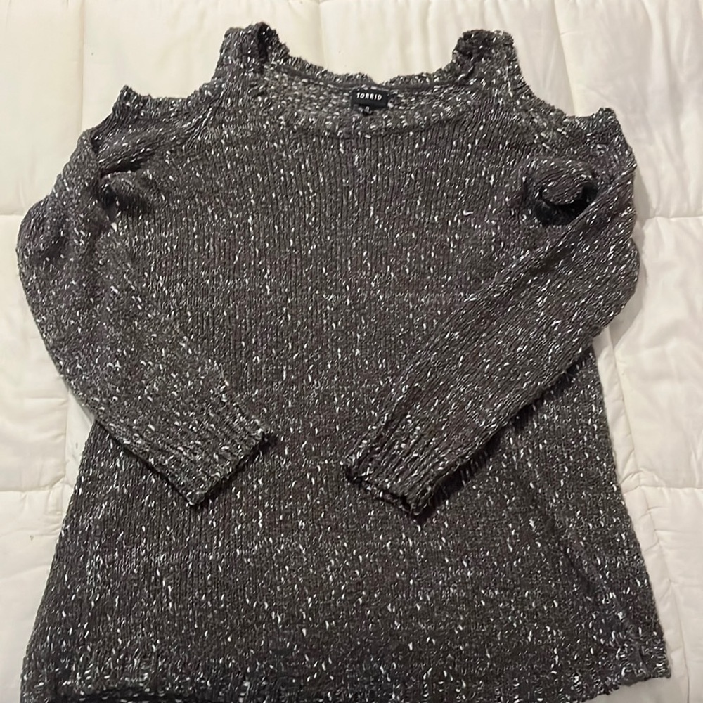 Cold shoulder knit sweater